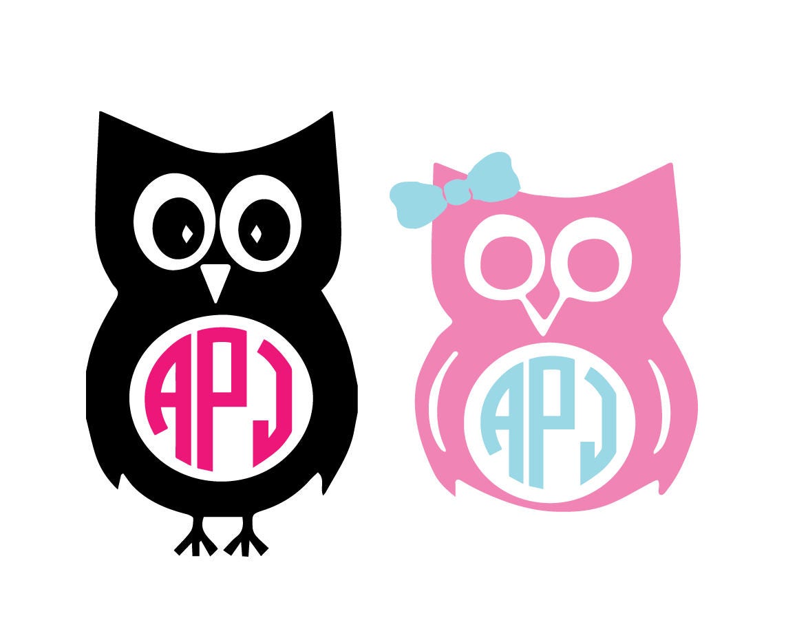 Download Owl monogram download unique animal svg dxf eps ai png