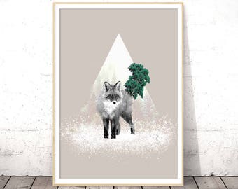 Fox Print, Woodlands Nursery Wall Art, Forest Animal, Kids Room Art, Nursery Wall Art, Woodland Animal Art Print, Animal Poster, Fox Art