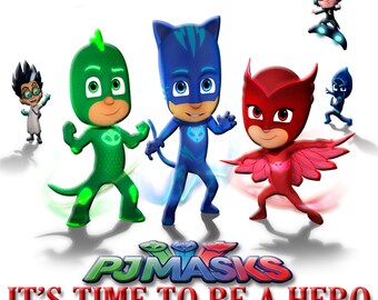 PJ Mask Birthday Shirt Add Name Personalized for Family Birthday Party - Owlette, Cat Boy, Gecko