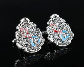 Harry Potter Hogwarts Shield Cufflink -B158 - Free Gift Box