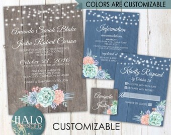 Rustic Succulents Wedding Invitations