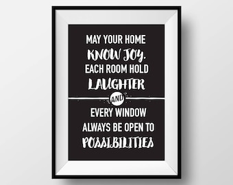May each room know joy, Wall Art, Quote Poster, Home Decor, Inspirational, Gifts for Friends, House Warming