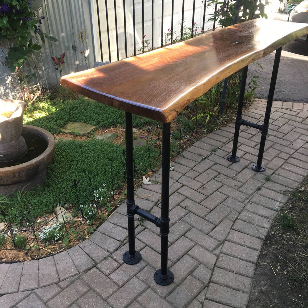 Bar Table with Live Edge Maple or Walnut Wood Bar Height Sofa
