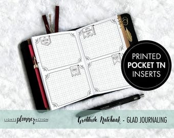 Printed Pocket Travelers Notebook | Gratitude Journal - GLAD Prompts | No2/Pocket Size TN Inserts