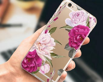 iPhone 6 case clear iPhone 7 Plus transparent case, iPhone 6s Plus Case, iPhone 5s, SE floral case. Hard plastic or rubber case.