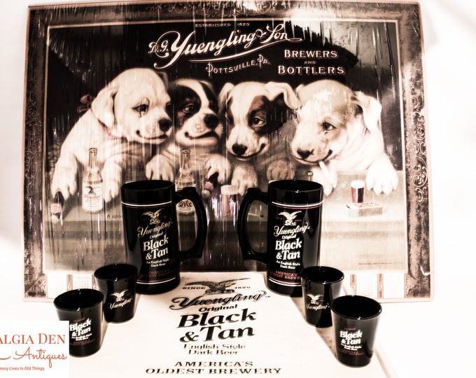 Yuengling Black & Tan Beer | Libbey Shot Glasses And Mugs | Vintage Barware