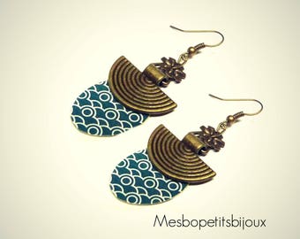 Oval earrings, Japanese wave