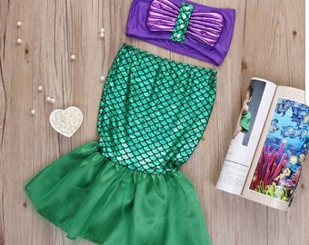 Girls Ariel little mermaid costume top and tail