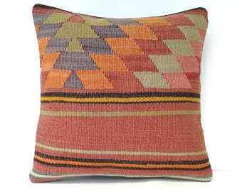 Vintage kilim pillow 40x40 cm / 16x16 inch