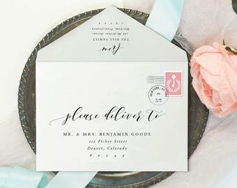 Editable Envelope Template-Calligraphy Envelope Printable-Envelope Template-Wedding Envelope-A7, RSVP-Return-PDF Instant Download-SN029_E