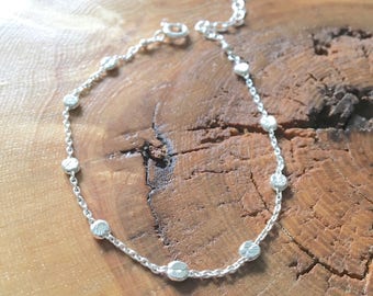Satellite mini coin chain bracelet, sterling silver bracelet, dainty bracelet, layering chain, gift for her, tiny coin satellite bracelet