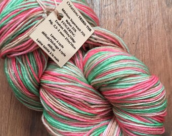 Hand dyed variegated yarn in superwash Merino Wool and Nylon stockings