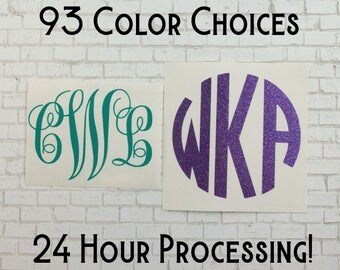 Monogram Decal / Vinyl Decal / Vine Monogram Decal / 3 Letter Monogram / Cursive Monogram Decal / Yeti Decal / Car Decal / Monogram Sticker