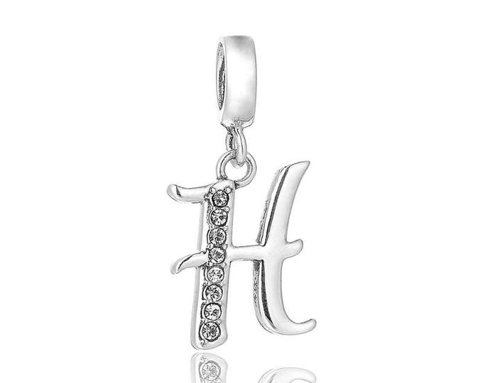 Letter H Initial Silver Charm - Initial Jewelry Pendant - Personalised Gift - Create Initial Necklace - Birthday Gift - Christening Gift