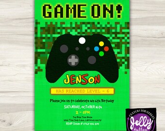 Gamer Invite, Gamer Invitation, Mine Craft style Game Invitation, Game Invite, Gamer Party, Gamer Birthday, Console Invite