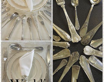 Mismatched flatware, flatware se, silverware set, flatware set, flatware service for 4 up to 300, wedding silverware, mix and match