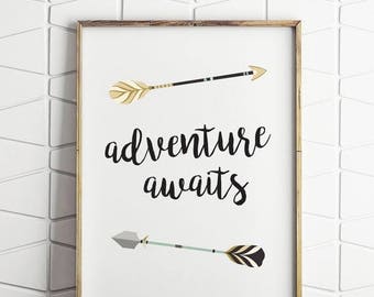 70% OFF SALE adventure awaits wall decor, adventure awaits printable, adventure awaits digital art, adventure awaits instant download