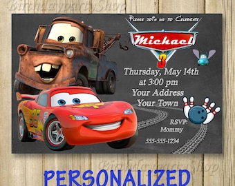 Disney Cars Invitation, Cars Birthday Party, Lightning McQueen Invitation, PERSONALIZED, Digital File