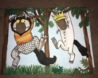 Where the Wild Things Are Party Prop. Face in a Hole Cutout. Hand Painted. Personalization Available. Customization Available.