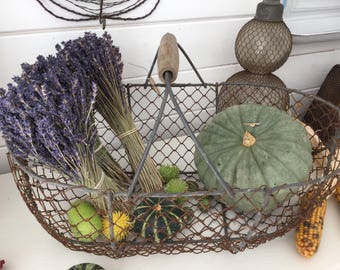 Old harvest basket, Fil de fer, shabby