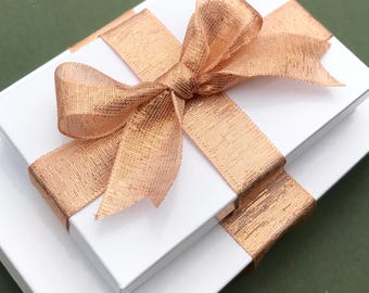 Rose Gold Wired Ribbon - Metallic Mesh Lame - 1 1/2" 1" 9/16" in 1m 3m 5m - Floral Bouquets - Wedding - Invitations - Blush Trim