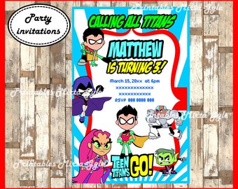 Teen Titans Go Invitation, printable Teen Titans Go Birthday Invitation,Teen Titans Go invitation