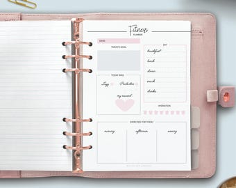 PRINTED A5 PLANNER Inserts,Health and Fitness Planner, Fitness Goal Printable, Fitness Day Planner, Fitness diet Planner, Workout Printable