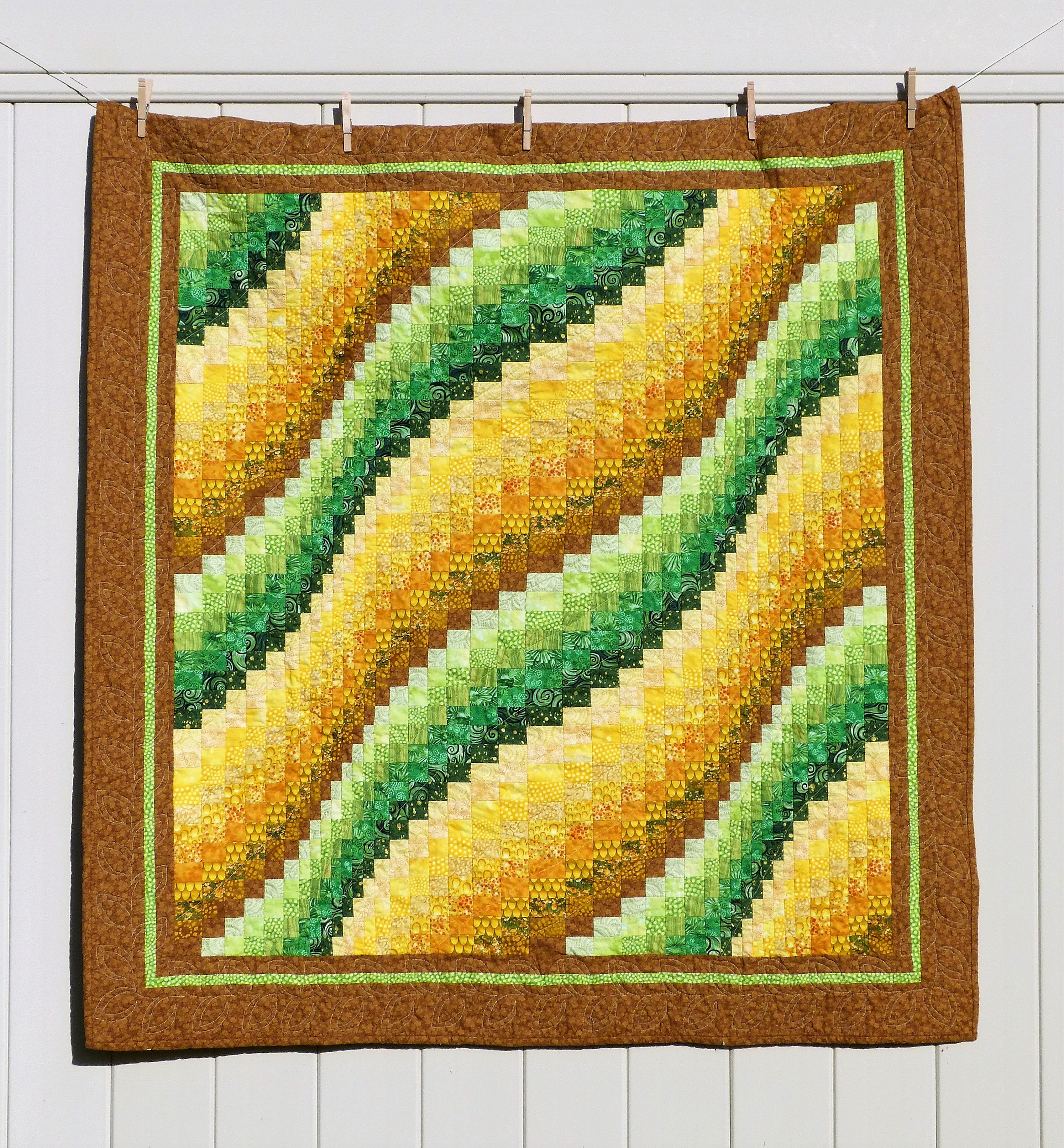 Bargello Quilt Yellow Quilt Green Quilt Sunflower Quilt