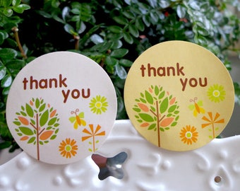100 pcs THANK YOU label with tree design