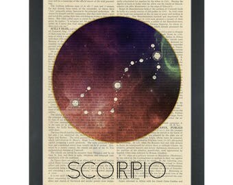 Zodiac SCORPIO Dictionary Art Print