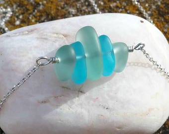Sea Glass Necklace Sterling Silver Necklace Sea Glass Jewelry Summer Outdoor Beach Jewelry Bridesmaid Gift For Her Beach Glass Necklace Gift