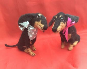 Felted Dachshund friends