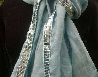 Tropical GLITTER 100% linen blue CHEICH