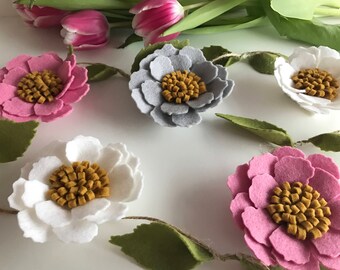 Floral felt flower garland nursery decor newborn baby