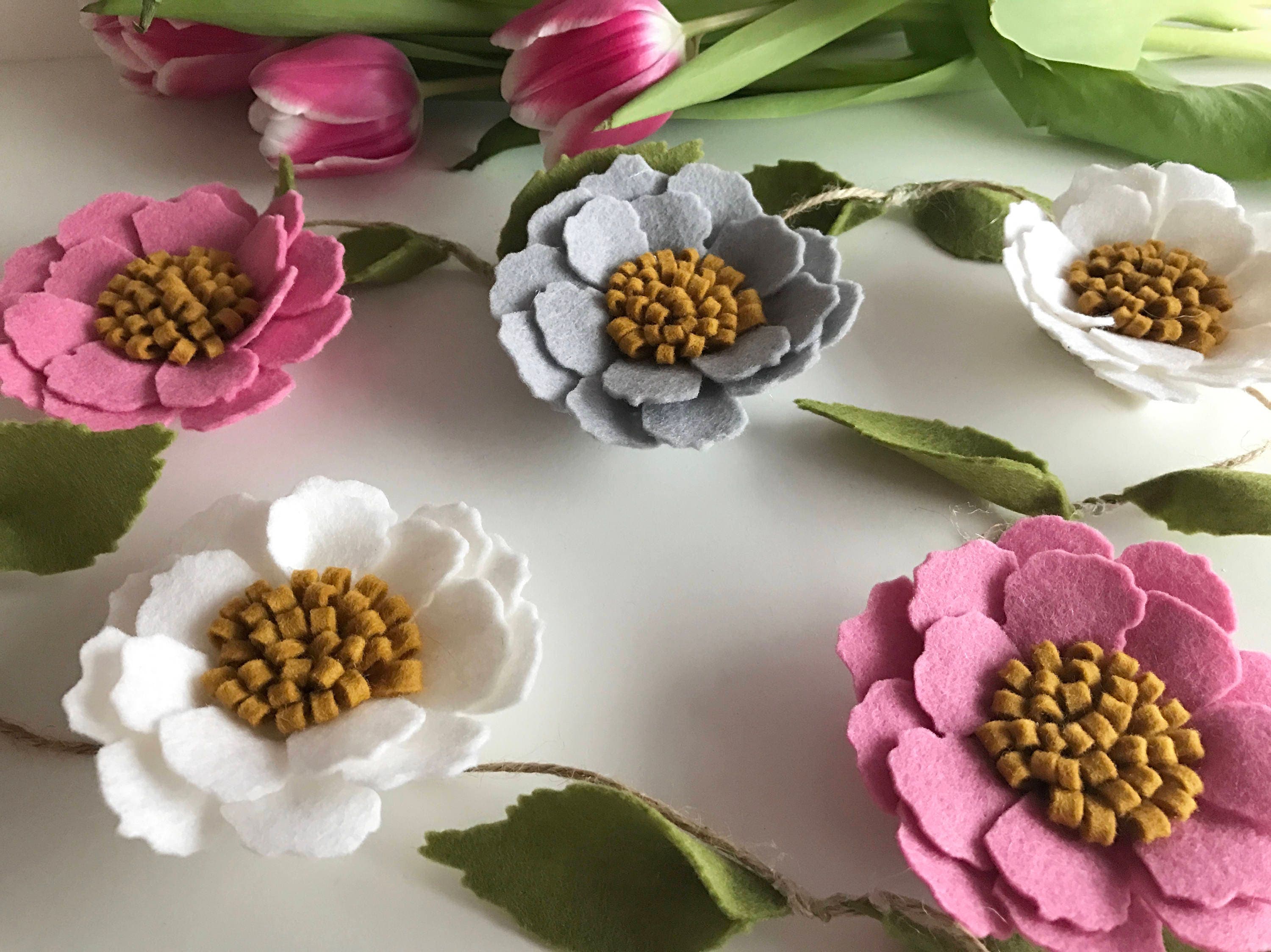 Floral felt flower garland nursery decor newborn baby