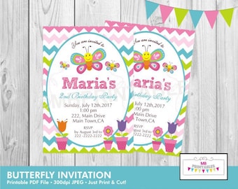 Butterfly Birthday Invitation,Birthday Invitation, Printable Birthday Party Invitation,Party Invitation, Butterfly Birthday Invite