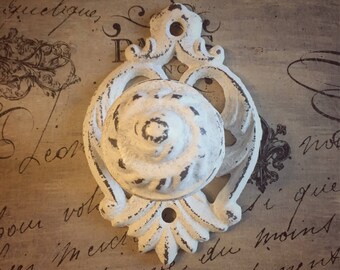 Shabby Distressed White Drawer Pull / French Country / French Provincial Knob