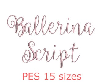 Ballerina Script embroidery font PES format 15 Sizes instant download