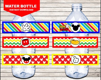Mickey mouse Water Bottle Label instant download, Mickey mouse Bottle labels, Mickey mouse Party water Labels