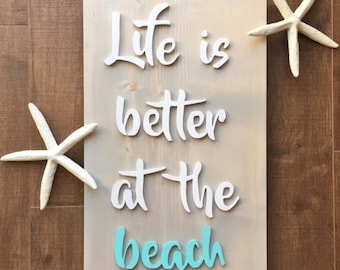 Wood beach sign | Etsy