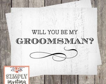 Will You Be My Groomsman, Printed Note Card, Bridal Party Ask Card, Wedding Party Card, Bridal Proposal Card, Rustic Wood, Groomsmen Card