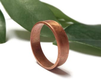 Rustic copper wedding band, Dark copper ring, Wedding Ring Boho, Minimalist Wedding Band Ring, matte finish copper ring, men's copper ring