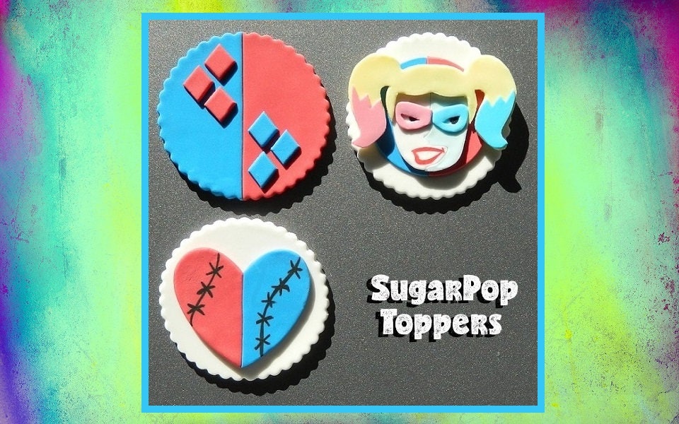 Super Hero Fondant Harley Quinn Cupcake Toppers Harley Quinn