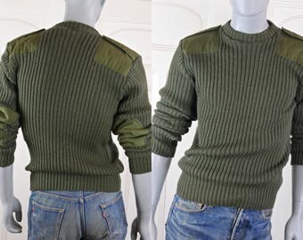 Genuine French army pullover Olive Commando Jumper Military Sweater Round Neck