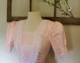 PEACHY 80s Gunne Sax vintage prom dress 100% Cotton *SALE* was 49.00. Vintage prom, Gunne Sax, Molly Ringwald, drop waist, 80s vintage