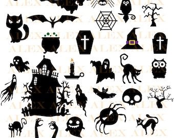 70% OFF, Halloween Svg, Halloween png, eps, svg, dxf, Halloween Clipart, Halloween Svg Silhouettes, Silhouette Files, Cut Png File