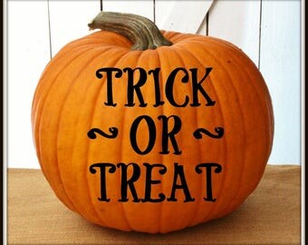 Trick or Treat Halloween Pumpkin Decal ~ Jack-o-Lantern Decal ~ DIY No Mess Pumpkin Decal ~ Pumpkin Face Sticker ~ Easy to Apply Decal ~ 1