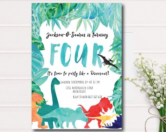 Dinosaur Birthday Invitation, Dinosaur Invitation, Dinosaur Birthday Party Invite, Dino Birthday Invitation, Wild Jungle Dino Boy Printable