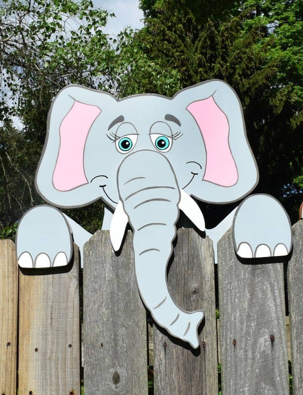 Elephant Fence Peeker Elephant Fence Decoration Outdoor Yard