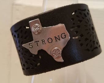 Handmade leather cuff Texas home